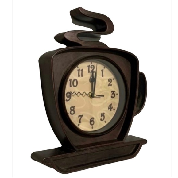 Coffee Cup Cappuccino Clock Battery Operated Wall Clock or Freestanding Brown - Picture 6 of 16